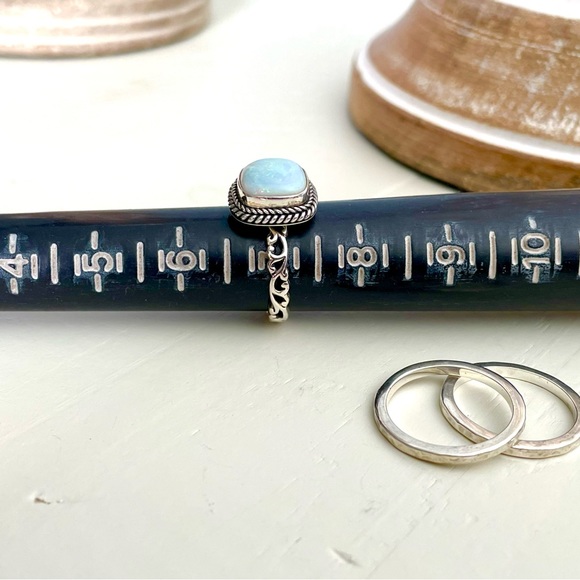 Sterling Silver and Opal Ring Set Size 7 - Picture 5 of 9